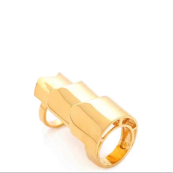 18k Gold plated Eddie Borgo hinged knuckle ring - Picture 3 of 7